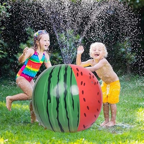 Inflatable Watermelon Sprinkler Melon Ball Toys For Toddlers 23'' Sprinkler Spray Water Ball Toy For Kids Adults Outdoor Fun In The Garden Backyard #TOP14