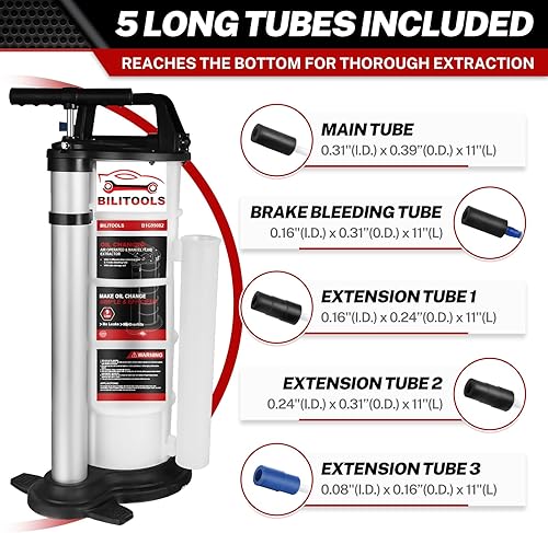 Miniatura 2 de BILITOOLS Extractor de bomba de aceite de vacío de 2 en 1 9L y kit de embudo de aceite neumáticomanual herramienta de aceite automotriz
