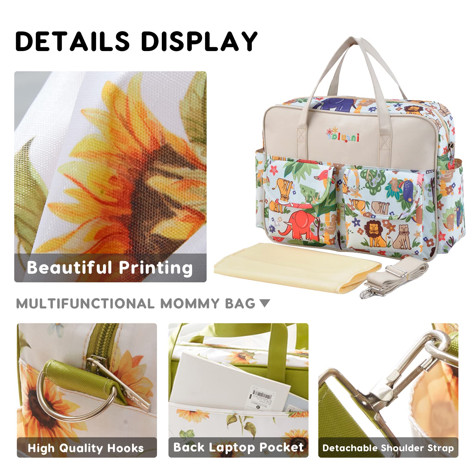 SONARIN Elegante Gran Capacidad Bolsa de Pañales para Bebés,Materna Messenger Bolsos Bandolera Bolsa de Viaje para Pañales Portátil Impermeable con Correa de Hombro & Cambiador