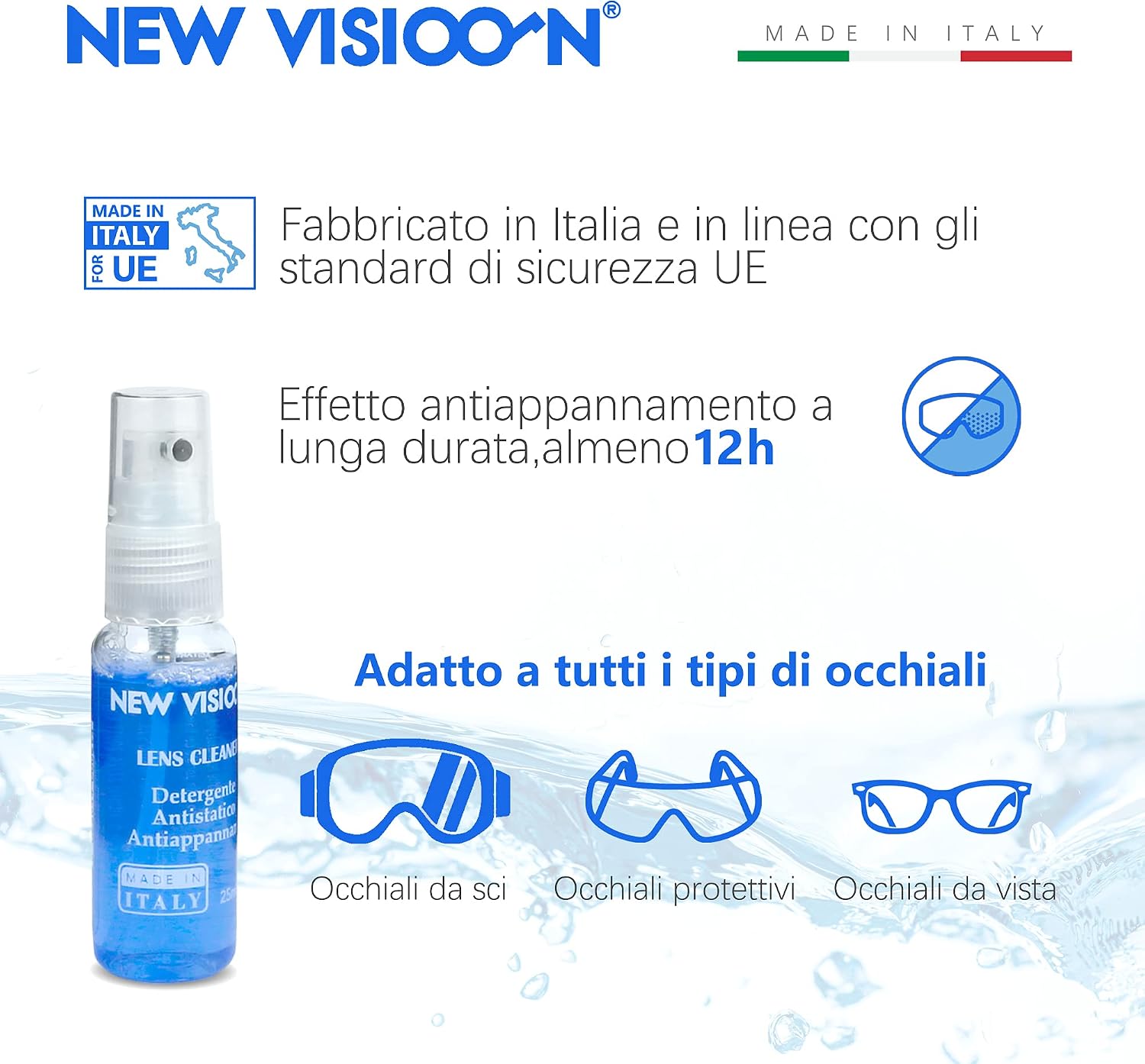 NEW VISION Kit 3in1,Spray Anti Appannamento con Panno Microfibre,Anti Fog Occhiali  da Vista, Liquido Antiappannante,Detergente Antistatico Pulizia Maschera  Casco, Occhiali da Sci - 25mL : Amazon.it: Sport e tempo libero