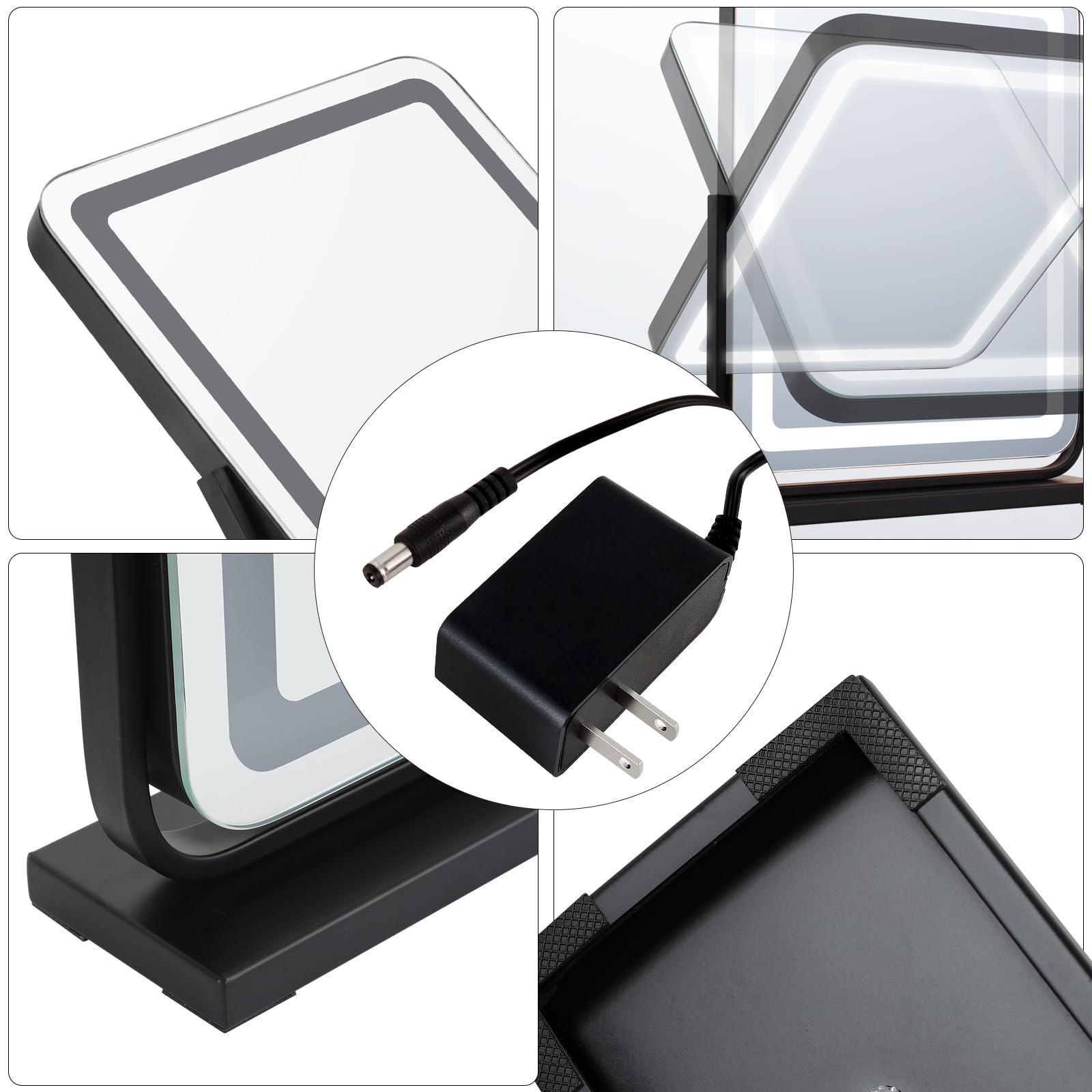 MantoLite Miroir de maquillage éclairé 40 cm pivotant 360° 3 couleurs commande tactile blanc