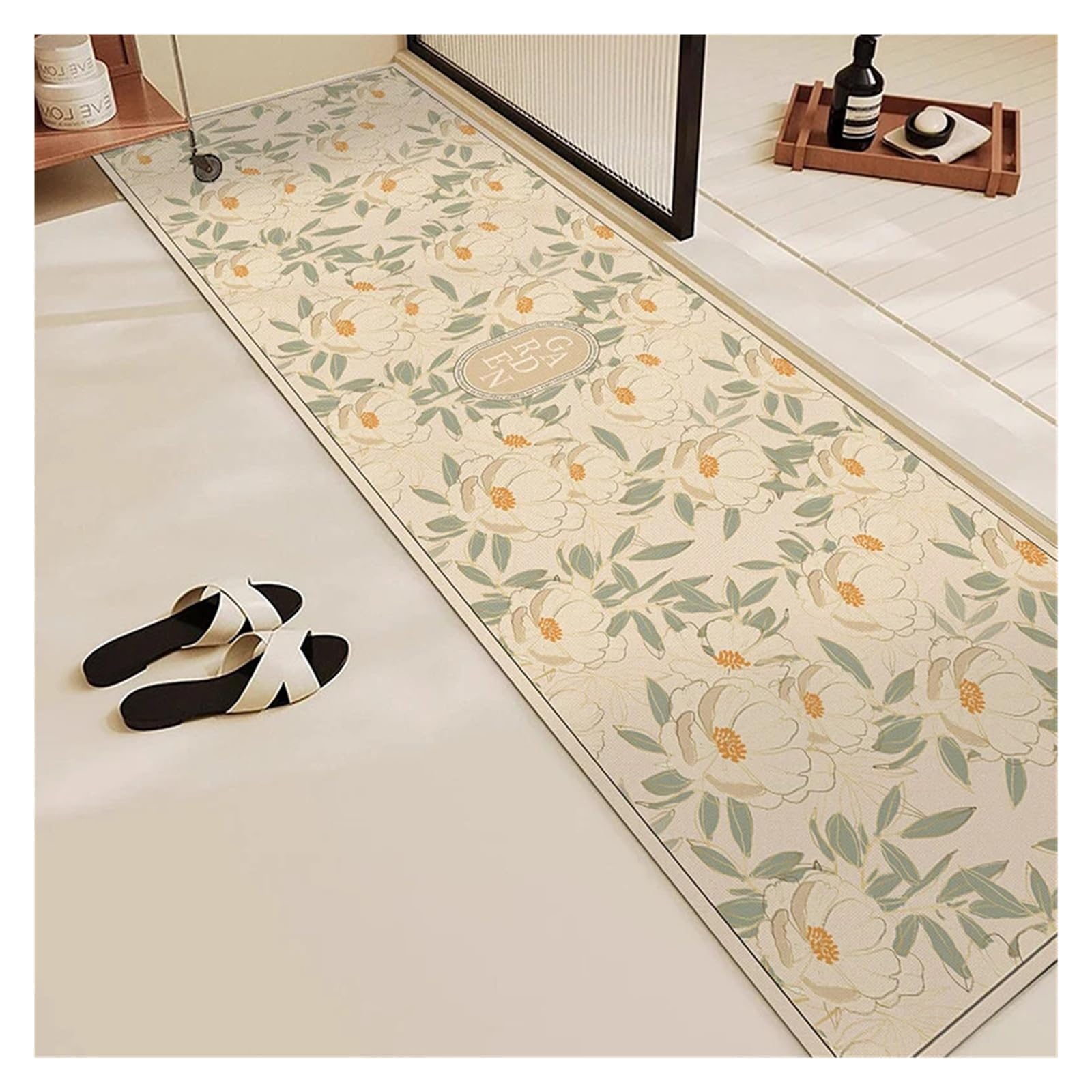 Tapis de couloir fleuri pour illuminer votre zone douche
