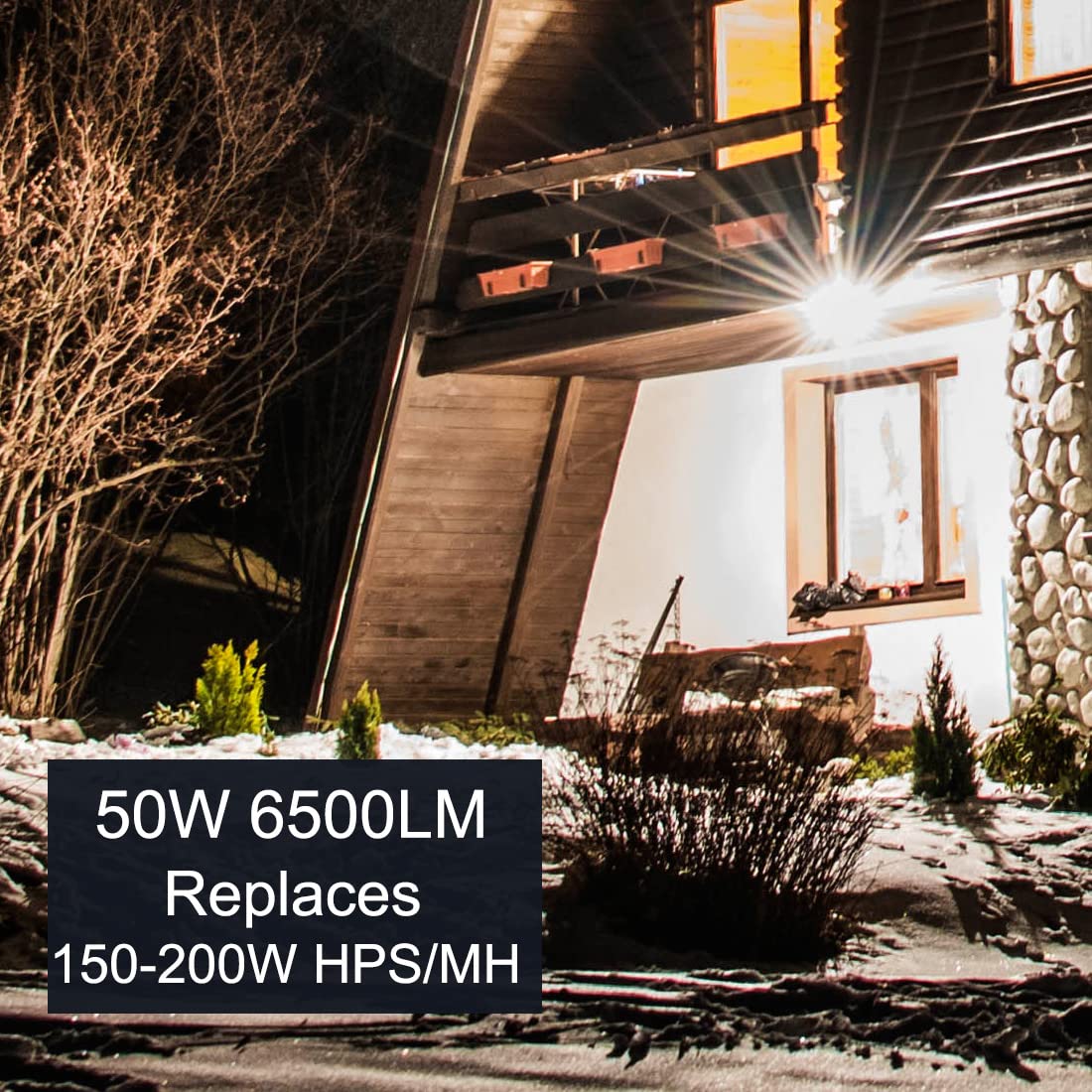 kadision LED Flood Light Outdoor, Dusk-to-Dawn Photocell, 50W 6500LM 1-Pack image 1