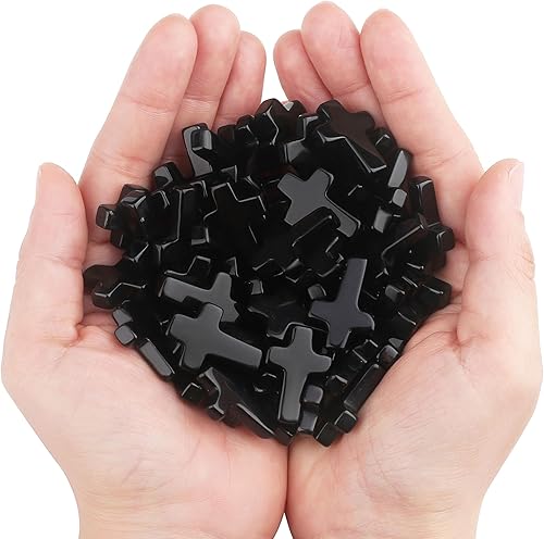 Miniatura 2 de QINJIEJIE 10 piezas de cristales de luna naturales, obsidiana negra, piedras pulidas, conjunto de piedras preciosas de amor de palma, al por mayor,