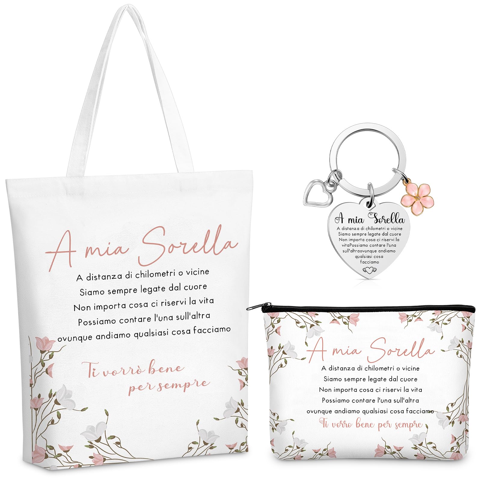 Borsa Tote In Tela Con Stampa Mucca Highland E Portachiavi In Silicone – Set Regalo Per Amanti Degli Animali