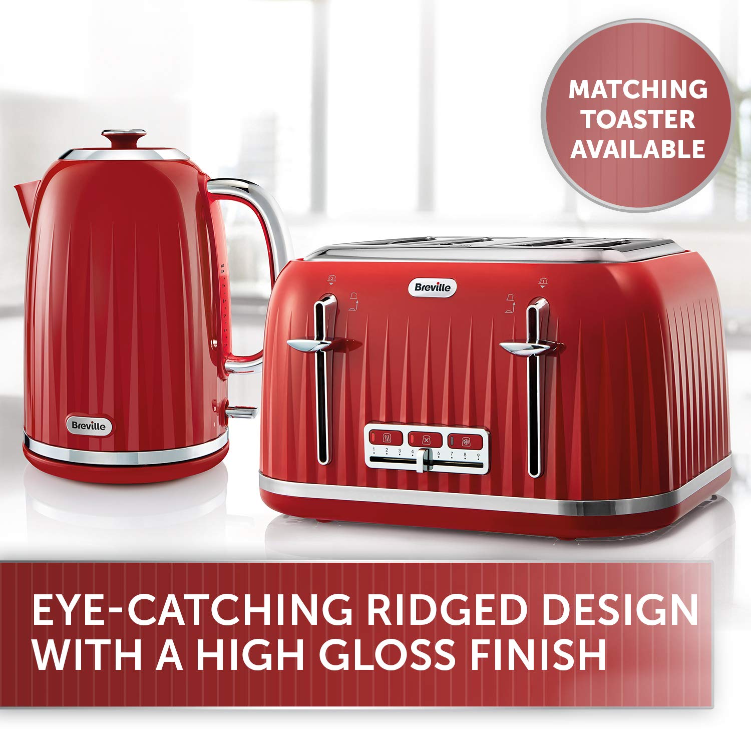 Buy Breville Impressions Electric Kettle 1.7L 3kW Fast Boil Red [VKT006] Russell Hobbs