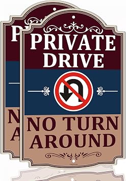 Private Drive Sign No Turn Around Do Not Enter Without Permission Signs 2 Pack 18x12 Inch Rust-Free Aluminum Weatherproof For Roads Property