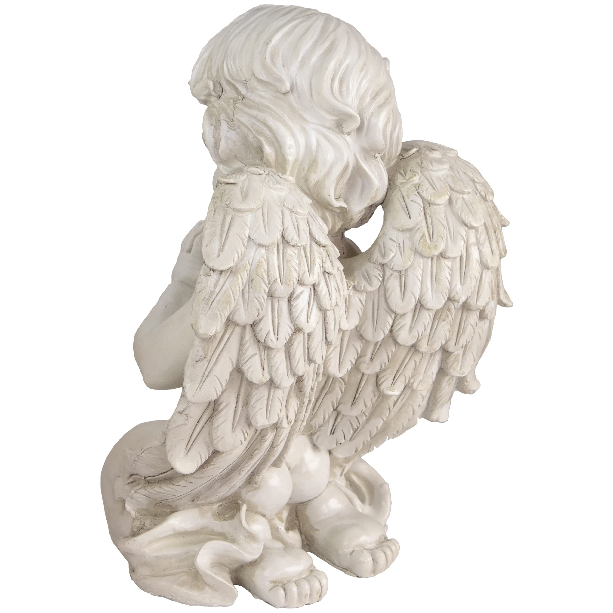 Northlight Kneeling Praying Cherub Angel Outdoor Garden Statue, 13.5", Gray