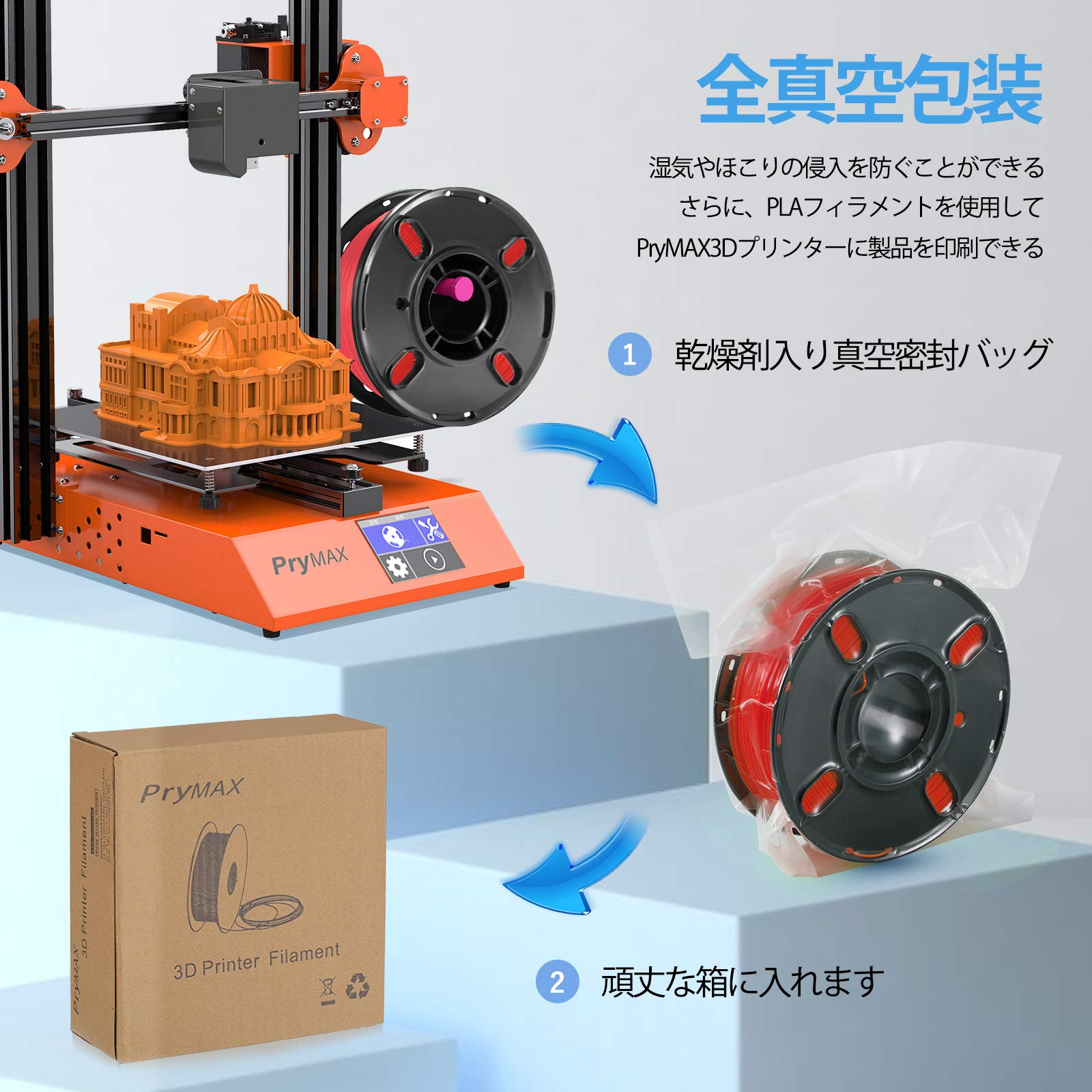 Amazon.co.jp: PryMAX 3Dプリンター 用 フィラメント 素材 PLA 樹脂 