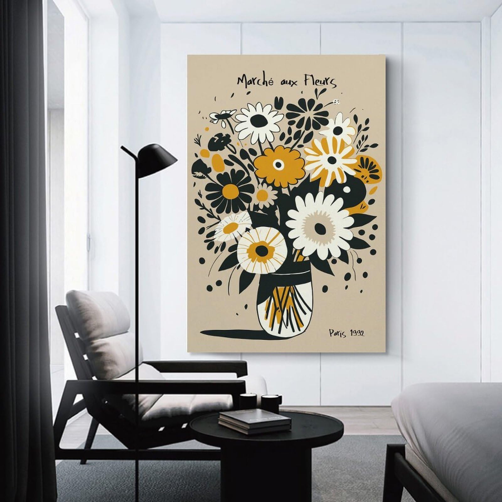 Junmoney Decorative Wall Artwork March Aux Fleurs Paris, 16x24inch(40x60cm), for Living Room, Lounge Or Sitting Room, Modern Wall Decor for Cosy Interiors