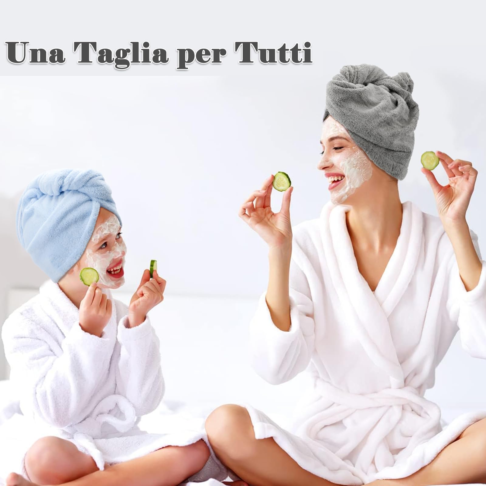 FREATECH 3 Pezzi Asciugamano Capelli in Microfibra - Asciugare Rapidamente i Capelli Bagnati senza Crespo, Turbante Capelli Morbido e Assorbente con 3 Bottoni per Donna, Bambino, Capelli Lunghi Ricci