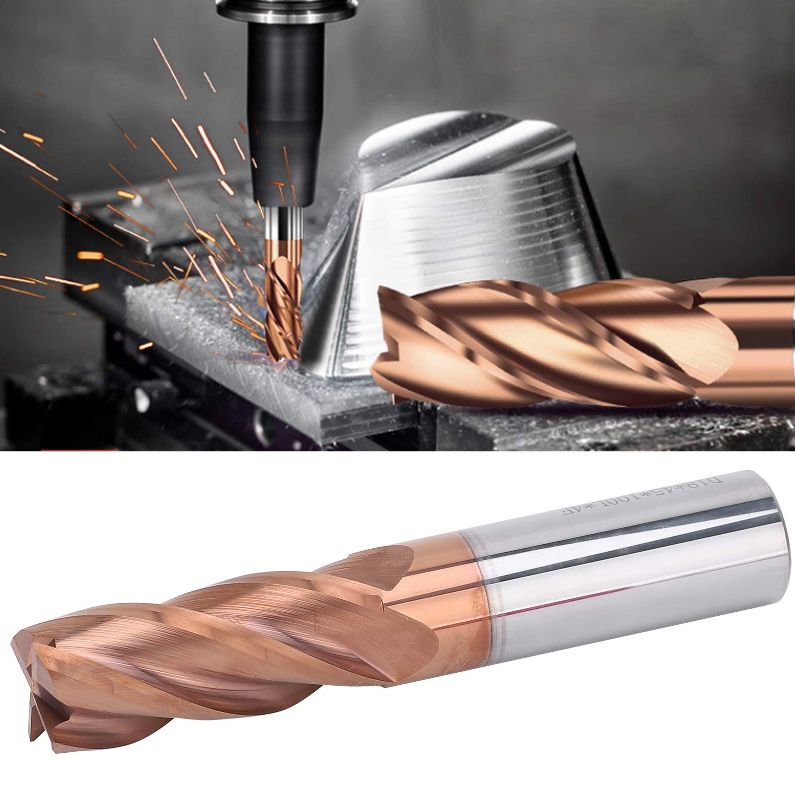 Fresa a testa piatta in acciaio al tungsteno per CNC, punta per router ad alta durezza per incisione su metallo e legno, bordo tagliente completamente affilato, 18 x 100 x 18 mm