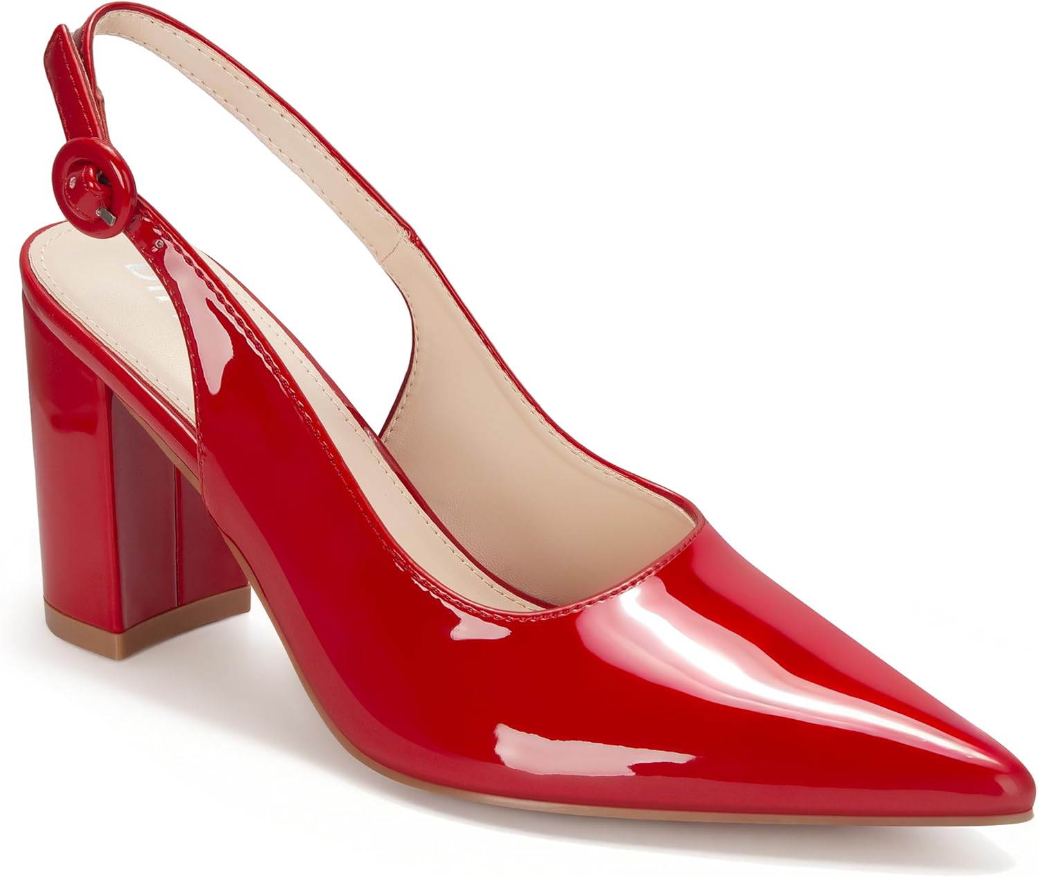 Women's Slingback Close Pointed Toe Block Heels Pumps Office Chunky Heel Slip On Work Business Dress Shoes