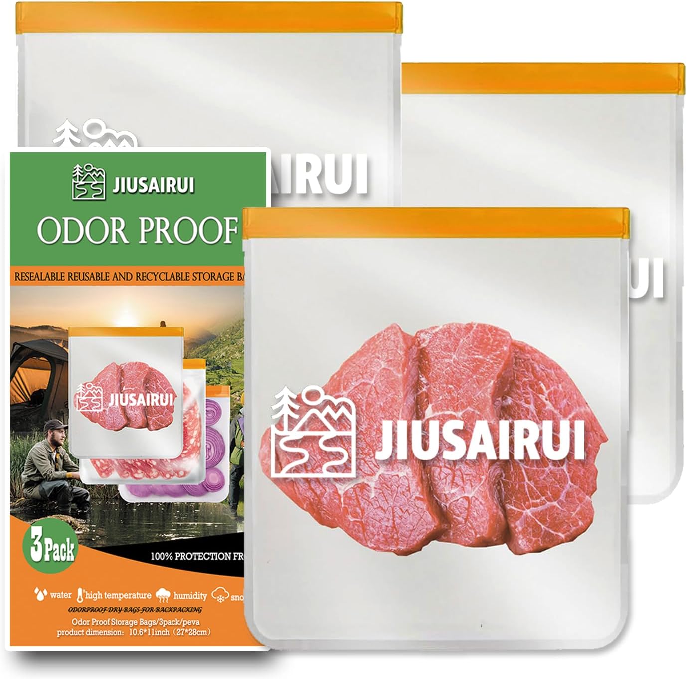 Odor Proof Bear Bags for Food Backpacking: 3Pack Reusable Bear Proof Food Storage Designed to Use with Bear Canister for Backpacking fit Camping Hiking Water Sports