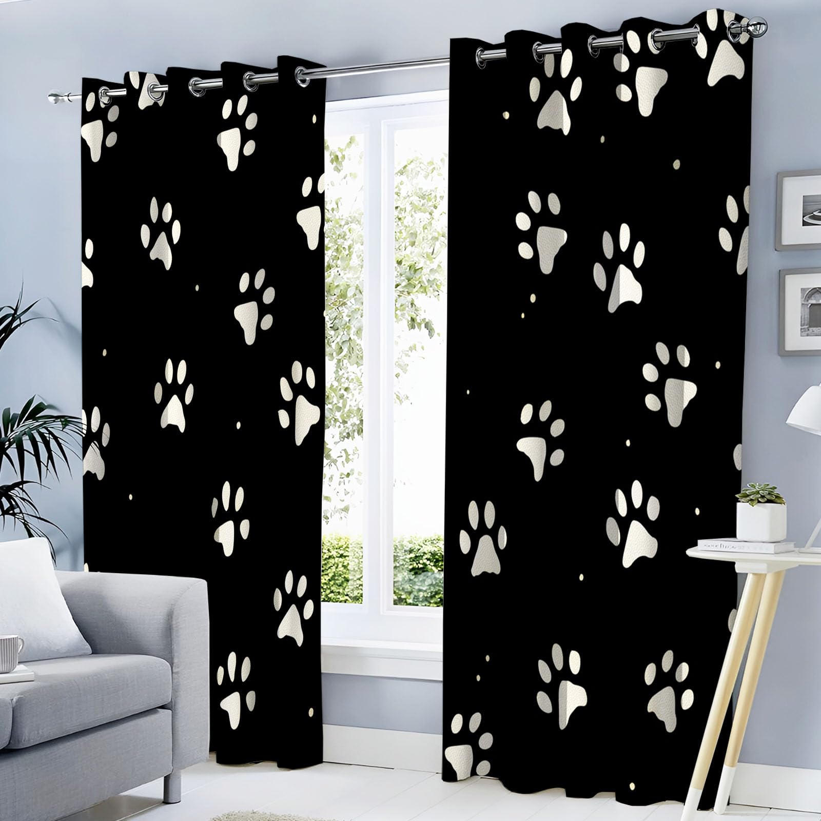 Rideaux occultants 3D noir blanc isolant thermique chambre 132x213