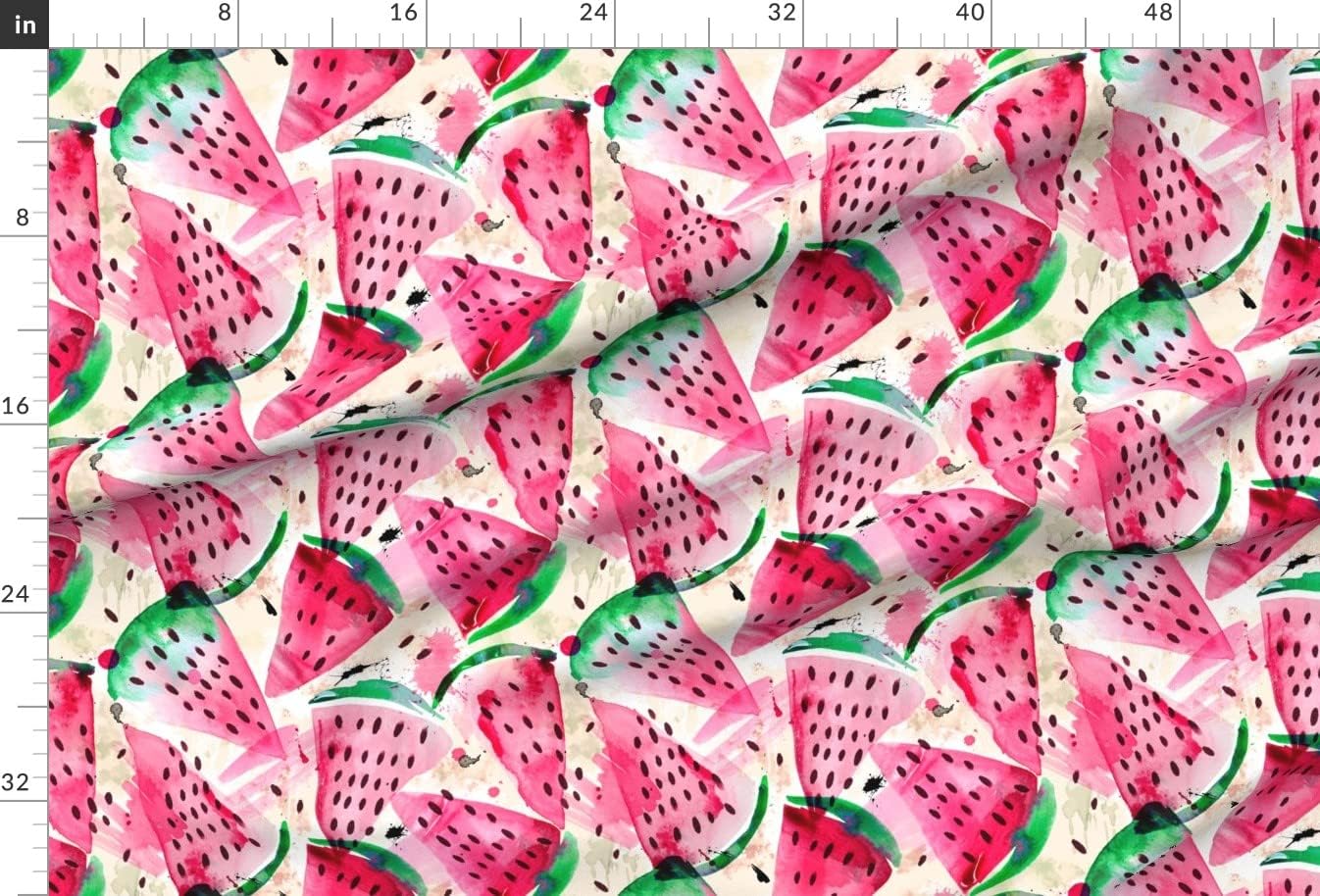 Spoonflower Fabric - Watermelon Watercolor Fruit Pink Summer Whimsical Printed on Upholstery Velvet Fabric Fat Quarter - Upholstery Home Decor Bottomweight Apparel