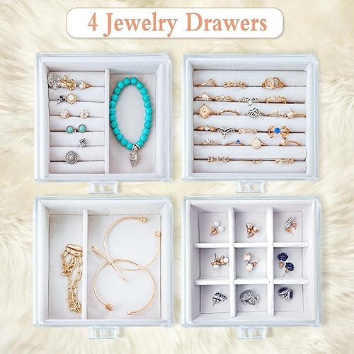 Miniatura 3 de Jenseits Caja organizadora de joyas acrílicas, soporte organizador de joyas, soporte para collar de 3 niveles, soporte transparente para aretes,