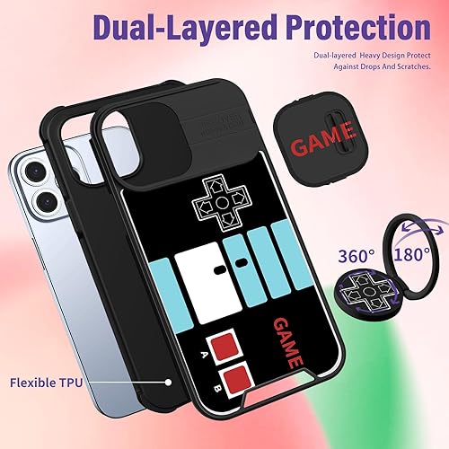 Miniatura 5 de Funermei Funda 2 en 1 para iPhone 15 Pro para niños, bonita funda divertida y divertida de dibujos animados, para niños, niñas y hombres, diseño