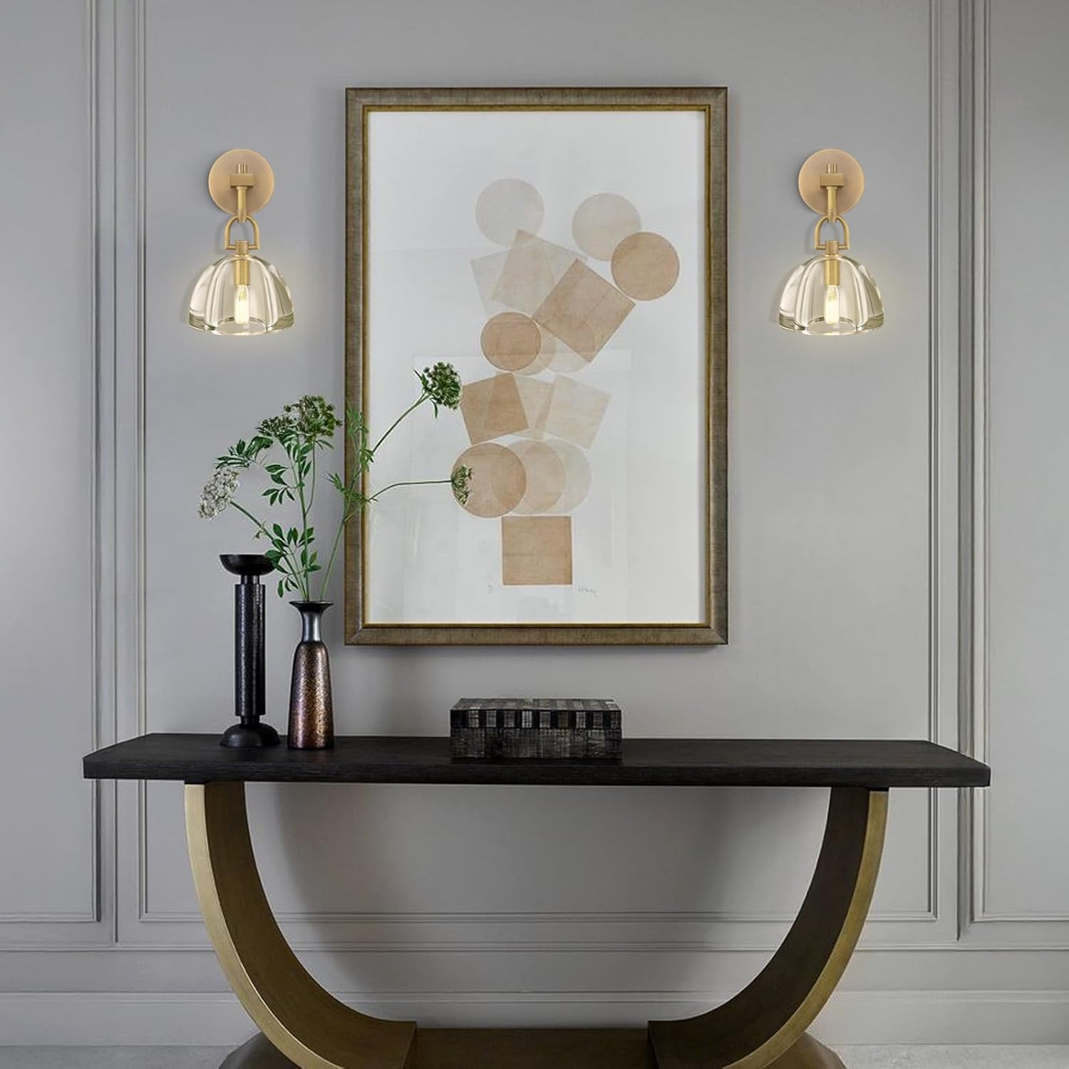 Designer K9 Crystal Dome Wall Sconce, Modern Brass Gold Bathroom Wall Sconces, Vanity Sconce Light Fixture for Luxury Bedroom/Living/Hallway/Stairs,ETL Certified,Dimmable LED Included