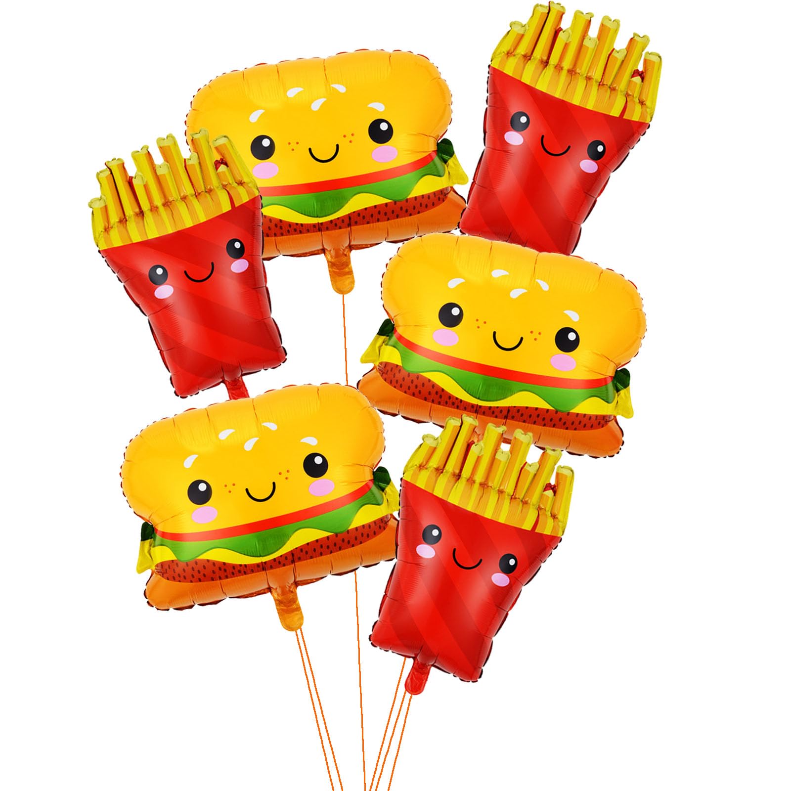 6 Pcs Hamburger Balloons French Fries Balloons Food Themed Foil Aluminum Balloon for Baby Shower Birthday Wedding Fast Food Snacks Decorations Supplies