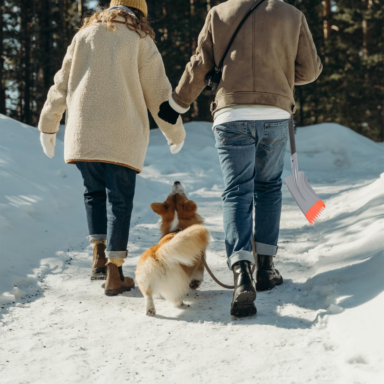 CALLARON Pala da Neve in Metallo Professionale Resistente al Gelo Lama Doppia Funzione per Esterni, Strumento Robusto per Rimuovere Ghiaccio e Brina su Superfici Stradali e Domestiche,