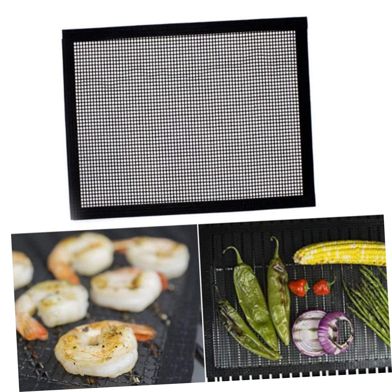 Abaodam 3 Piezas Rejilla de Malla a la Parrilla Esterilla Barbacoa Reutilizable Parrillas Mango de la Bandeja de la Parrilla parilla no Accesorios de Barbacoa Reutilizables Fibra de Vidrio