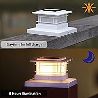 Vista 2 de Dynaming - Paquete de 6 luces solares para punta de poste al aire libre, luces solares para postes de valla de carcasa blanca, aptas para postes