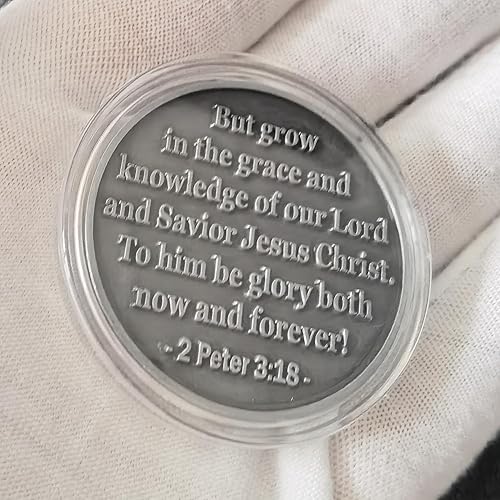 Miniatura 2 de Creciendo en Cristo Cristiano Challenge Moneda Versículo de la Biblia Regalo Ficha de bolsillo Recordatorio de fuerza (moneda individual)