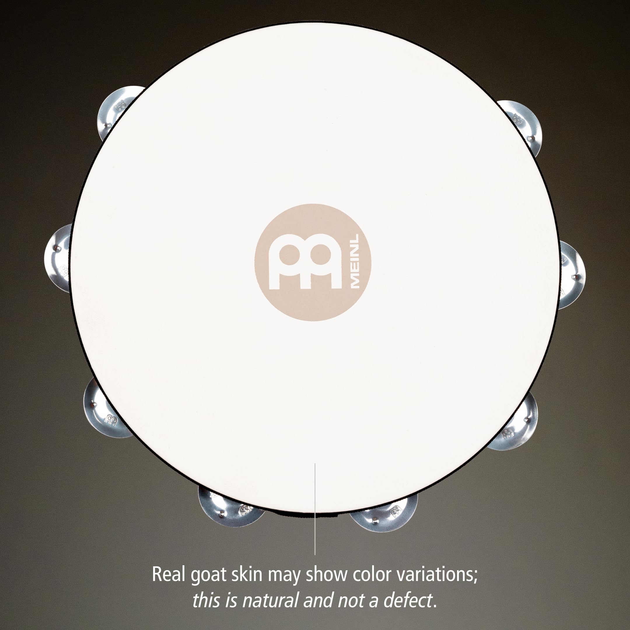 Meinl Percussion TAH1A-AB Headed Wood Tambourine z aluminiowymi obejmami (1-rzędowy), średnica 25,40 cm (10 cali), african brown