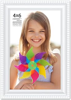 Langdon House 4x6 White Picture Frame, Contemporary Frame, Wall Mount or Table Top, Prosperity Collection