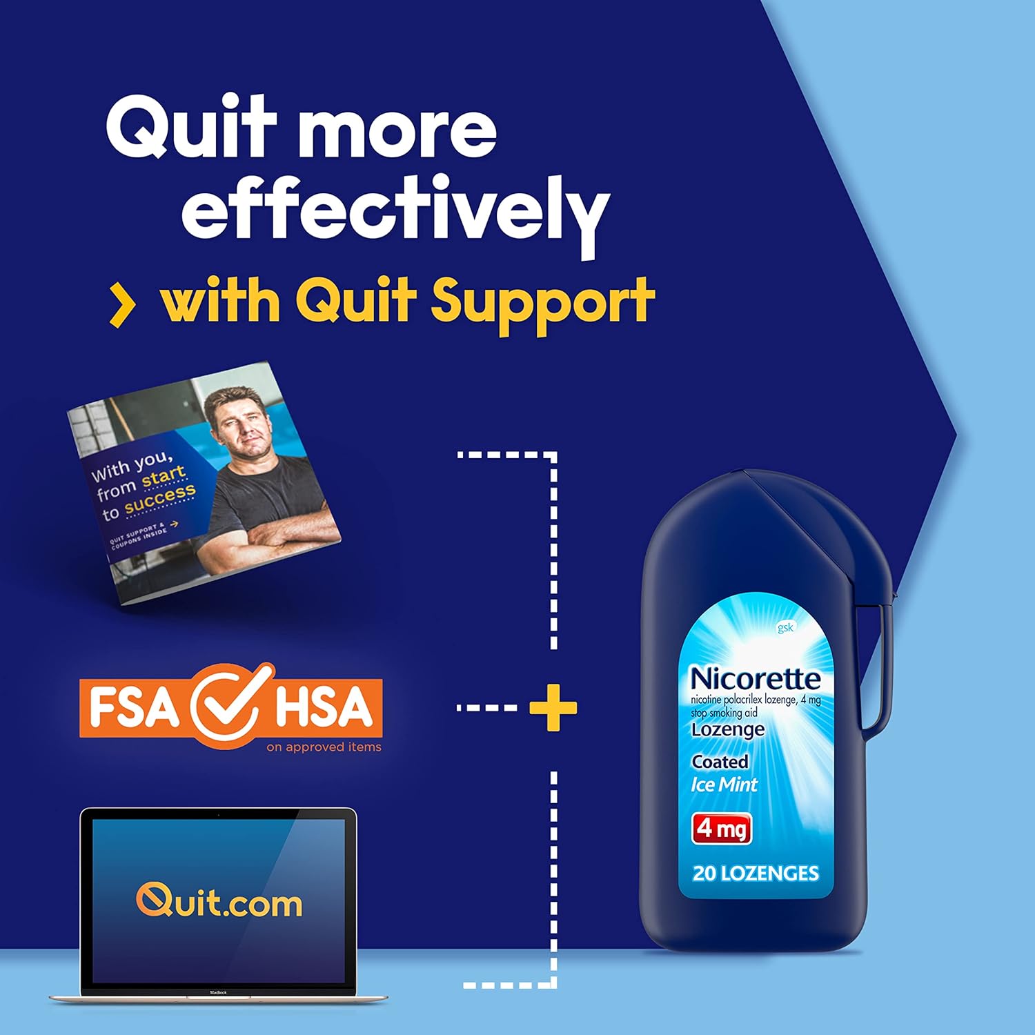 Nicorette 4mg Coated Nicotine Lozenges to Help Quit Smoking with Behavioral Support Program - Ice Mint Flavored Stop Smoking Aid, 100 Count : Health & Household