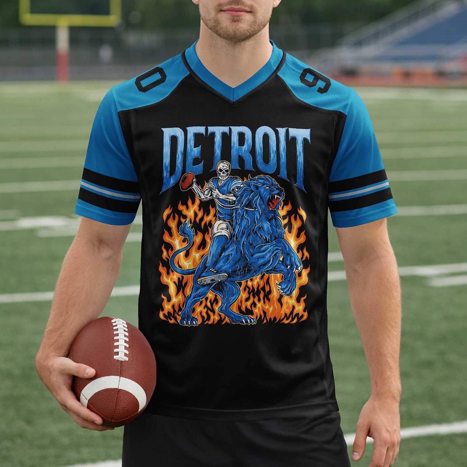 Custom Football Jersey Personalized Name Number Blue Black Game Day Fan Shirt for Men Women, Football Team Uniform Top
