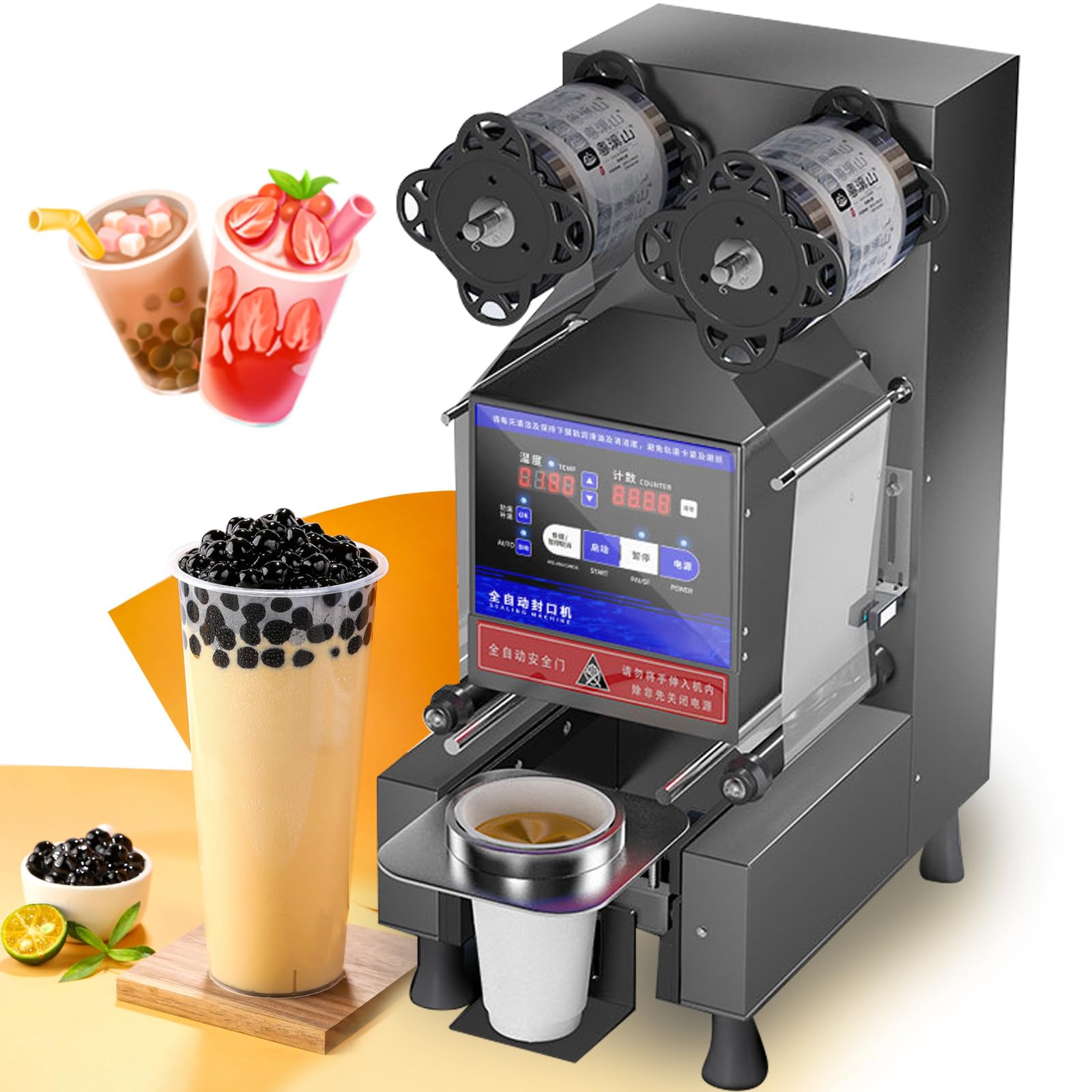 AYCDL Cup Sealing Machine, Fully Automatic Cup Sealer Machine, Electric Cup Sealing Machine 500-650 Cups/H Digital Control