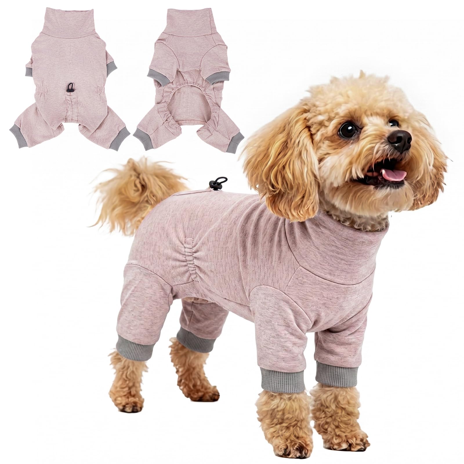 Dog Onesie - Lightweight Stretch Pyjamas for Small Medium Dogs, 4 Leg Dog Jumpsuit Indoor Clothes for Sleeping, Layering, Shedding Control & Mild Skin Protection, Heather Pink XL โ image 1
