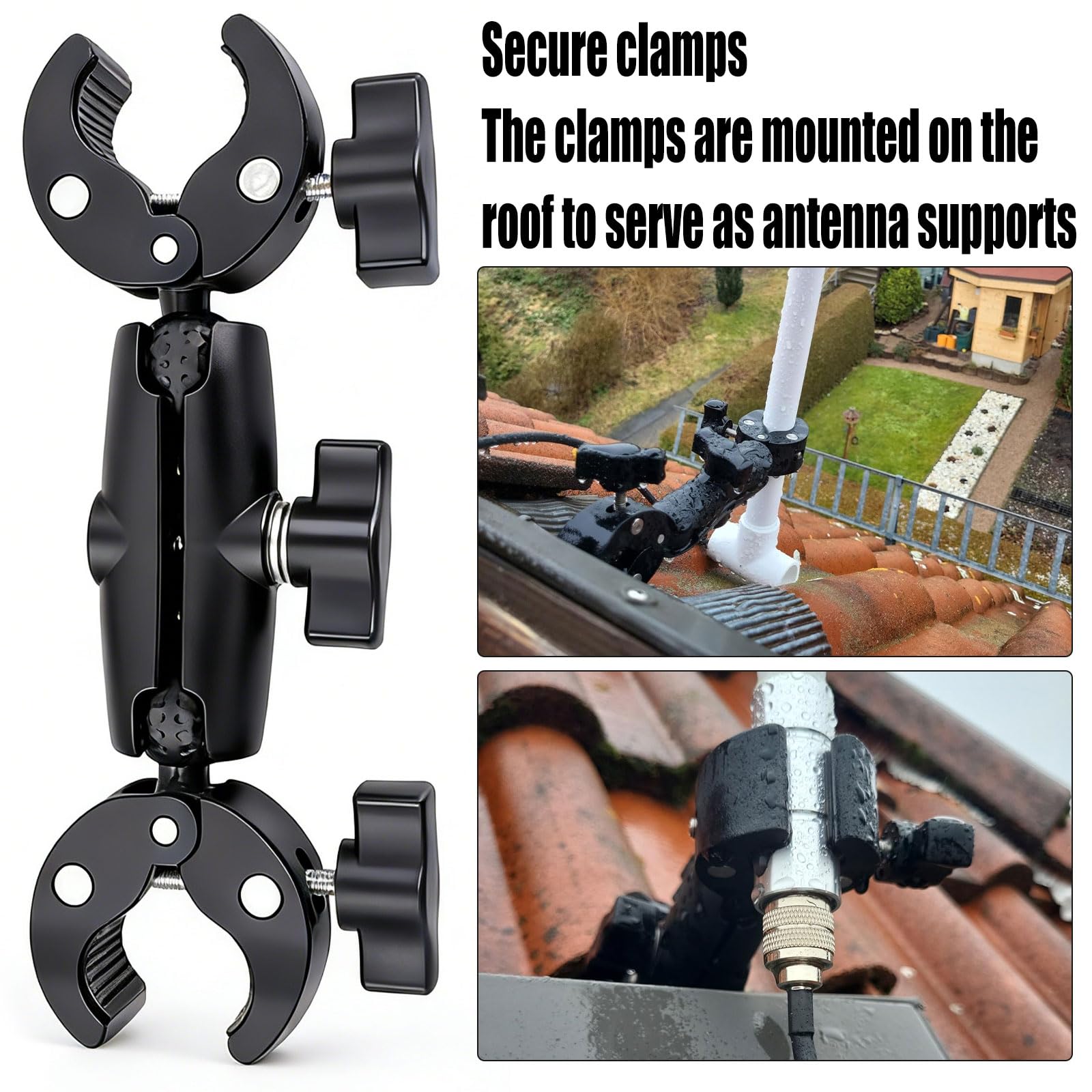 Supporto a doppio morsetto per ombrello e asta della fotocamera, universale, per sedia a rotelle, deambulatore, passeggino, scrivania e accessori fotografici, girevole a 360°, con braccio Magic Socket