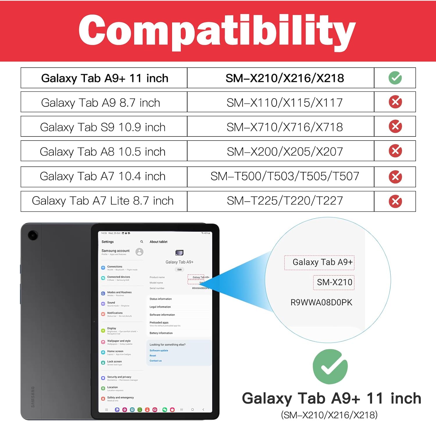 BRAECN for Samsung Galaxy Tab A9 Plus Case 11 Inch 2023, Shockproof Hard Duty Case with Screen Protector &360 Rotating Stand&Hand Strap/Shoulder Strap for Galaxy A9 Plus Tablet-Black