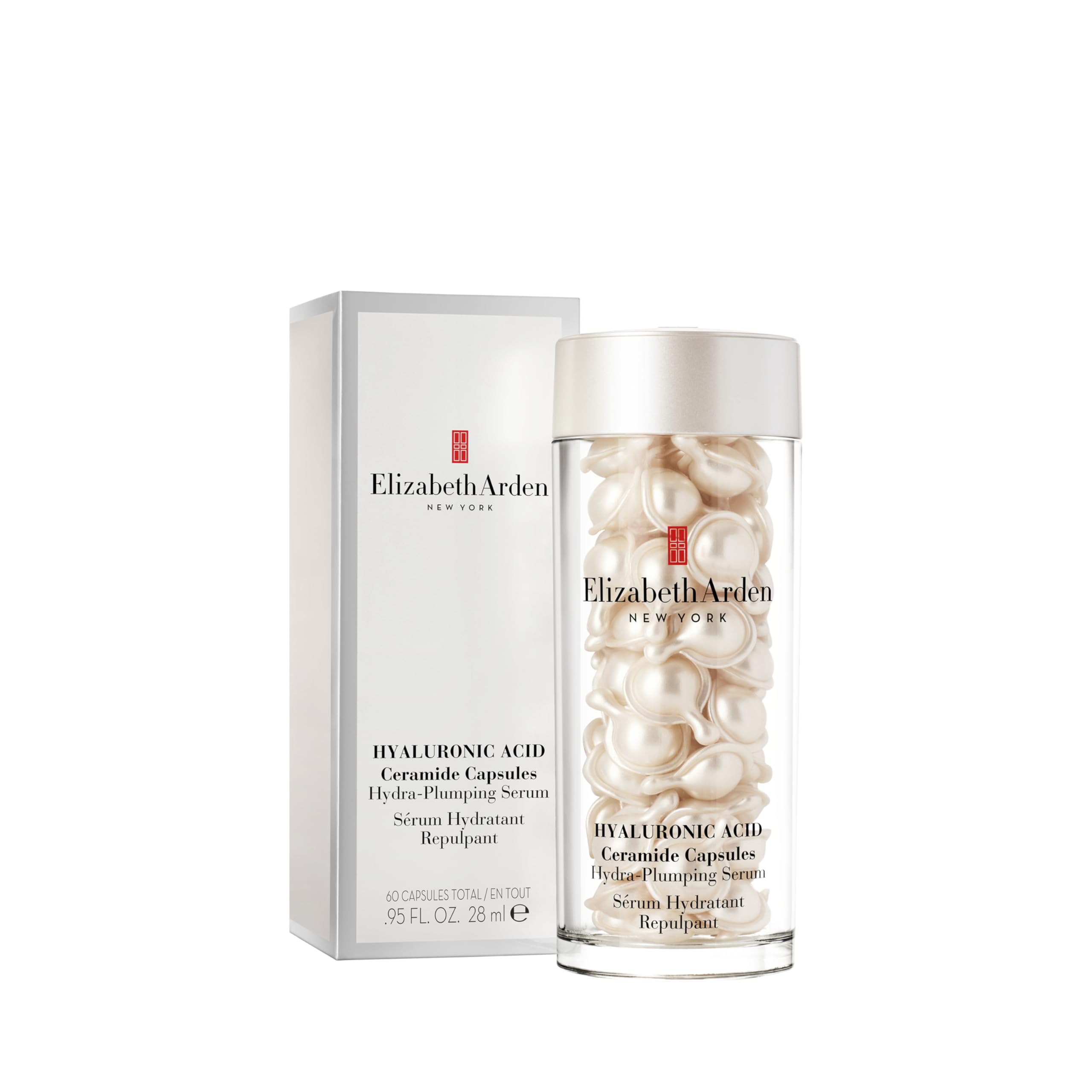 Elizabeth Arden - Ceramide Capsule, con Acido Ialuronico e Ceramide, Siero Idratante Ridensificante Anti-Età e Rassodante con Acido Ialuronico e Ceramidi, Dose Singola, Texture Leggera - 60 Capsule