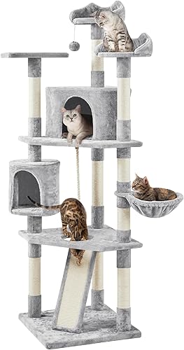 YAHEETECH - Árboles para gatos de varios niveles 79 in con postes de rascador cubiertos de sisal, perchas de peluche y condominio para gatos, gatos YAHEETECH - Árboles para gatos de varios niveles 79 in con postes de rascador cubiertos de sisal, perchas de peluche y condominio para gatos, gatos