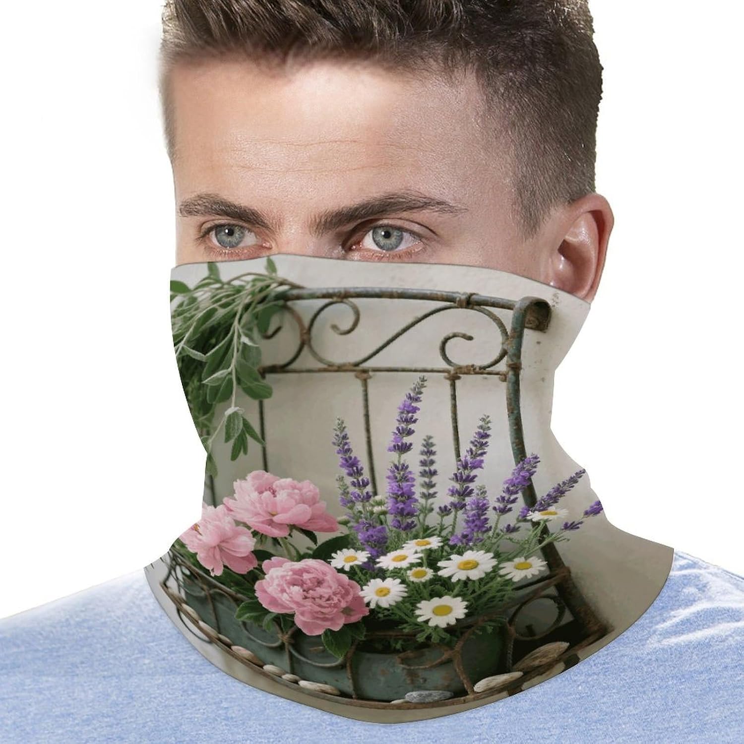 Sage Green Floral Neck Gaiter for Men Women Cooling Wrap Headwear Winter Head Wrap Scarf Beautiful Headband Personality Balaclava Sport Magic Scarf Windproof Hair Bandana