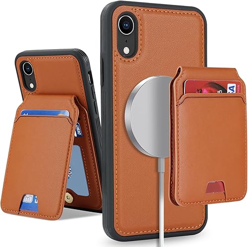 Funda para iPhone Xr con tarjetero de crédito, caja fuerte para iPhone XR, funda de cuero para mujer, compatible con mag seguro, desmontable 2 en 1
