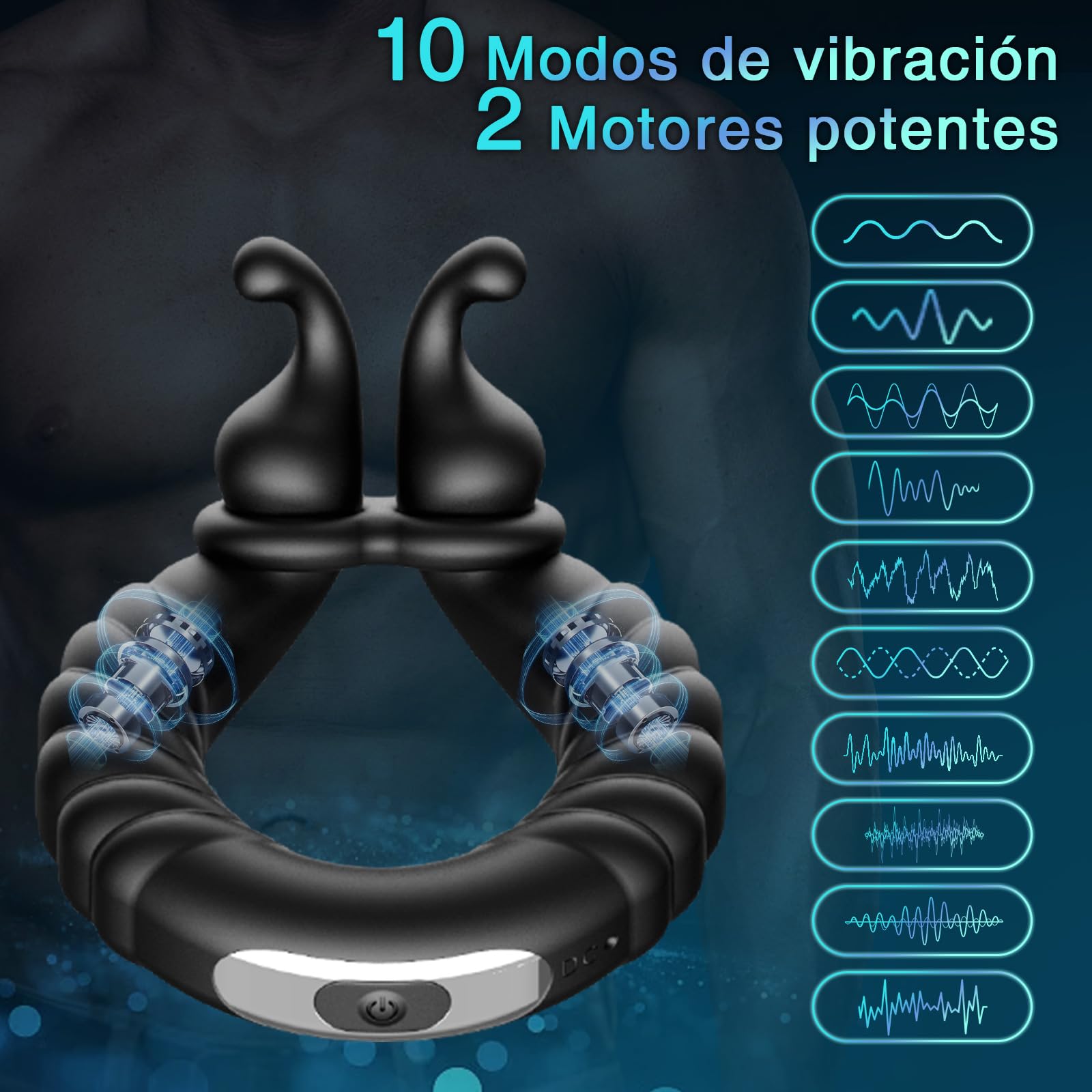 Anillo Vibradorador Pene Clítoris Juguetes Sexuales, Anillo Vibrador Pene Masculino Ereccion Vibradores para Hombres con 10 Modos, Cock Ring Juguetes Eróticos para Pareja Sexuales Sex Toýs Male