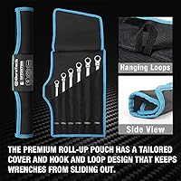 Vista 7 de DURATECH Juego de llaves de trinquete extra largas con cabezal flexible de doble caja, 6 piezas, métricas 8-19 mm, acero CR-V, con bolsa