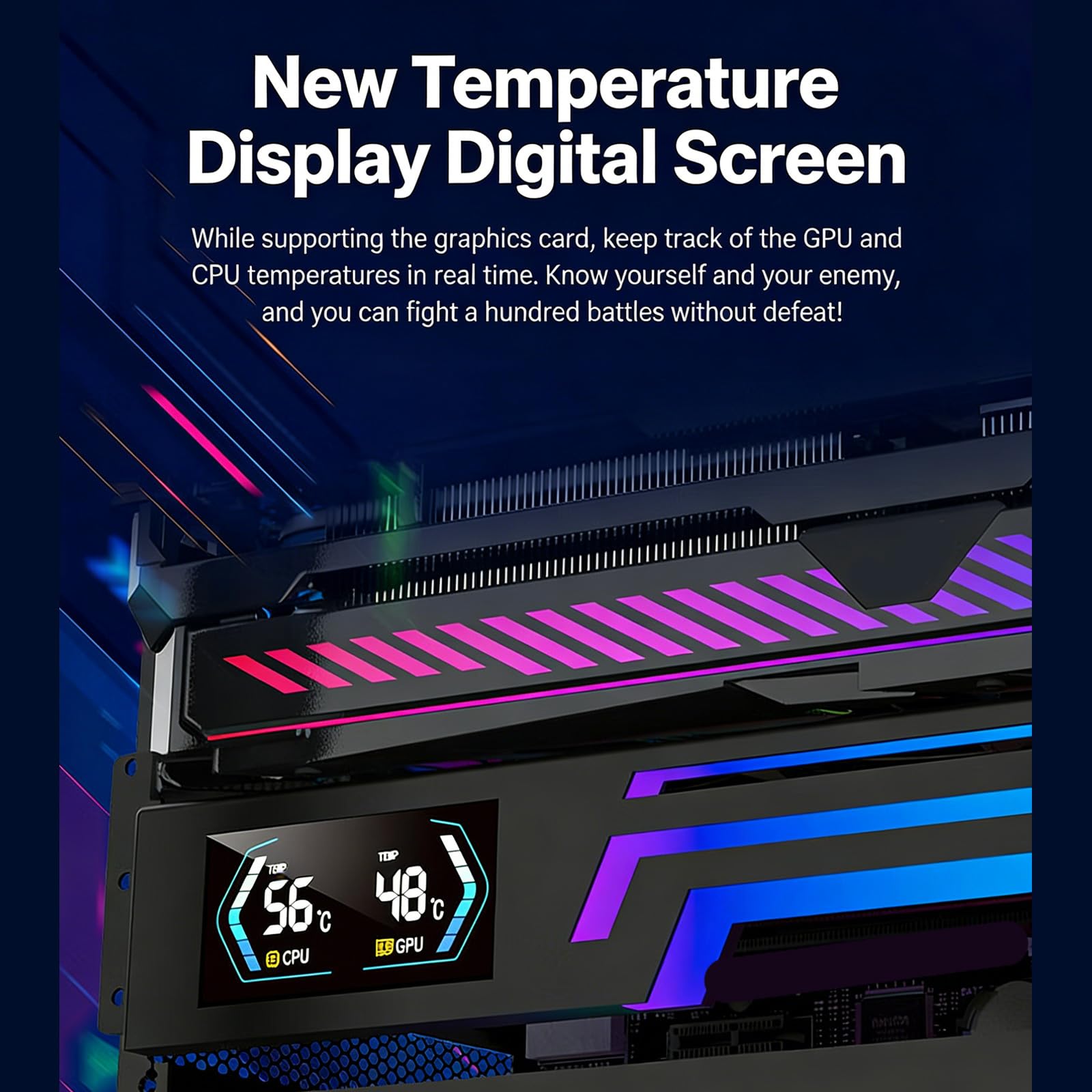 Supporto per Scheda Video GPU RGB con Lettura Digitale della Temperatura e Installazione Senza Attrezzi per staffe Supporto GPU per Case