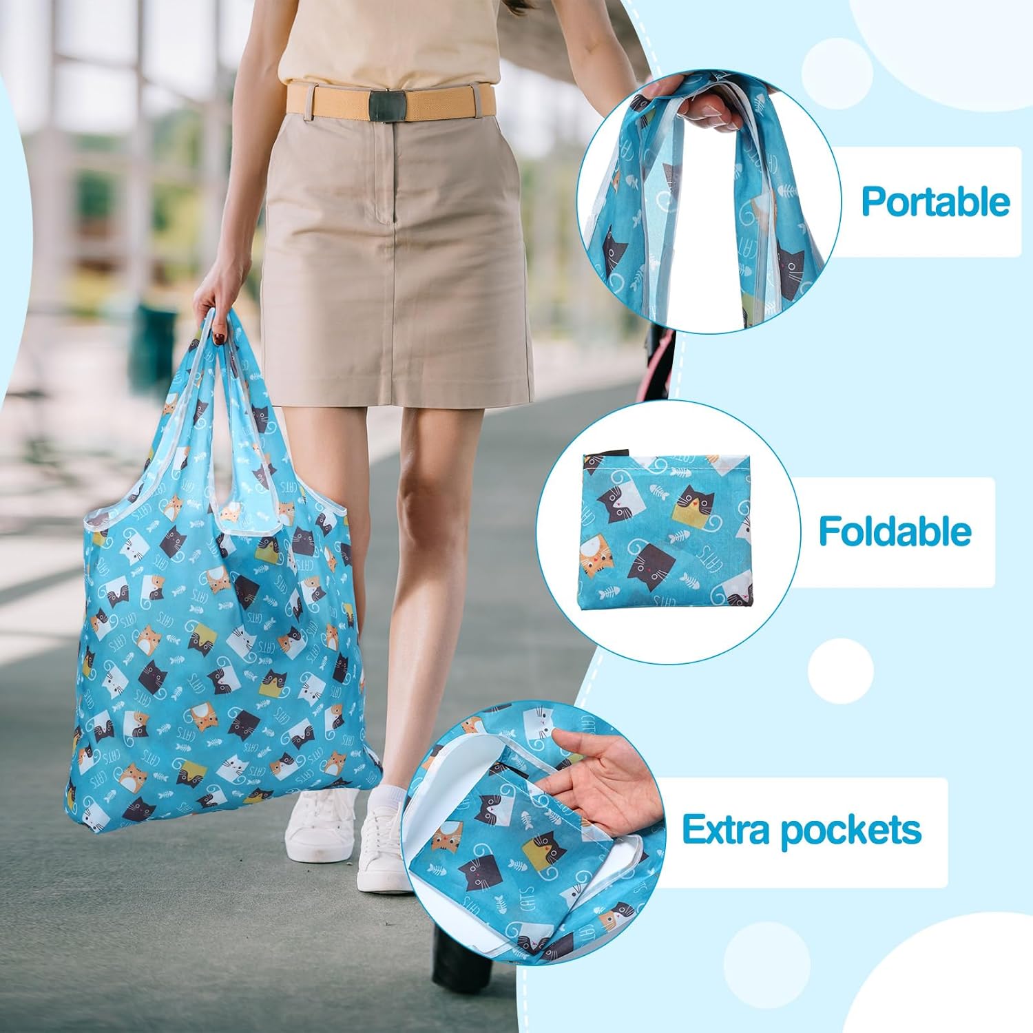 Paterr 50 Pack Reusable Grocery Bags Foldable Shopping Bags Bulk Washable Grocery Tote with Carry Pouch for Groceries - Image 6