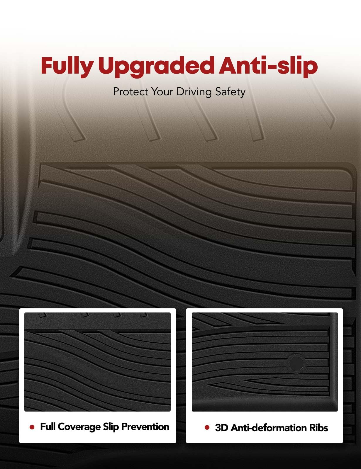 YHTAUTO Floor Mats Fit Chevy GMC Cadillac Models-Silverado Suburban Tahoe Sierra Yukon Escalade TPE All Weather Car Mats — view 4