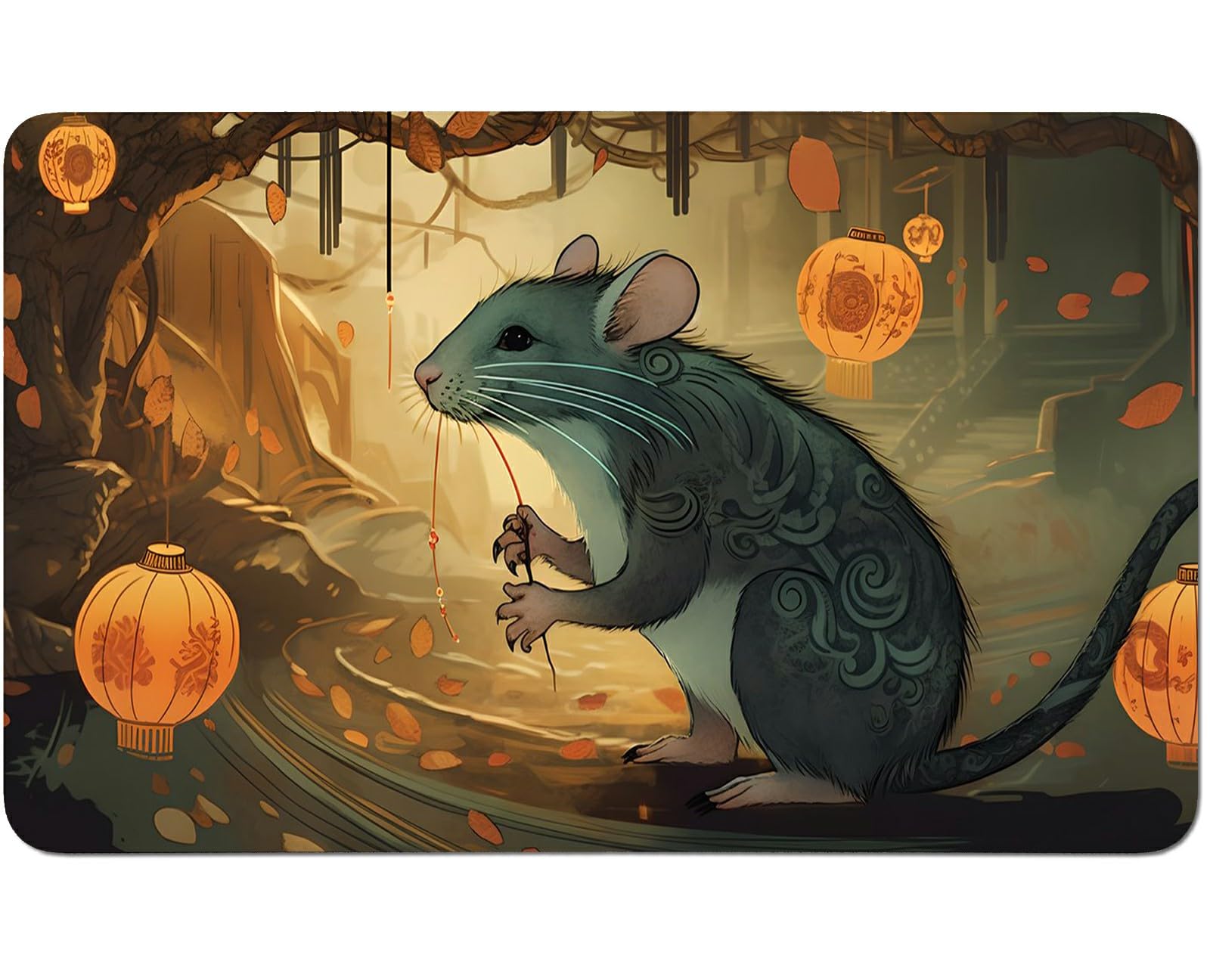 RWUTYTIUL for MTG Card Playmat 24 X 14 Inch with No Zone, Stitched Play Mat for Commander Board TCG RPG CCG Game Desktop Tablet Mouse Pad for Playing Accessories, Lantern Mouse — image 1