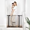 COMOMY 29.5-40.5 Baby Gate with Cat Door, Dog Gate Indoor for Stairs Doorways, Auto Close Sturdy Dog Gate with Pet Door for House, Pressure Mounted Easy Walk Through Child Gate(30 Tall, Black)