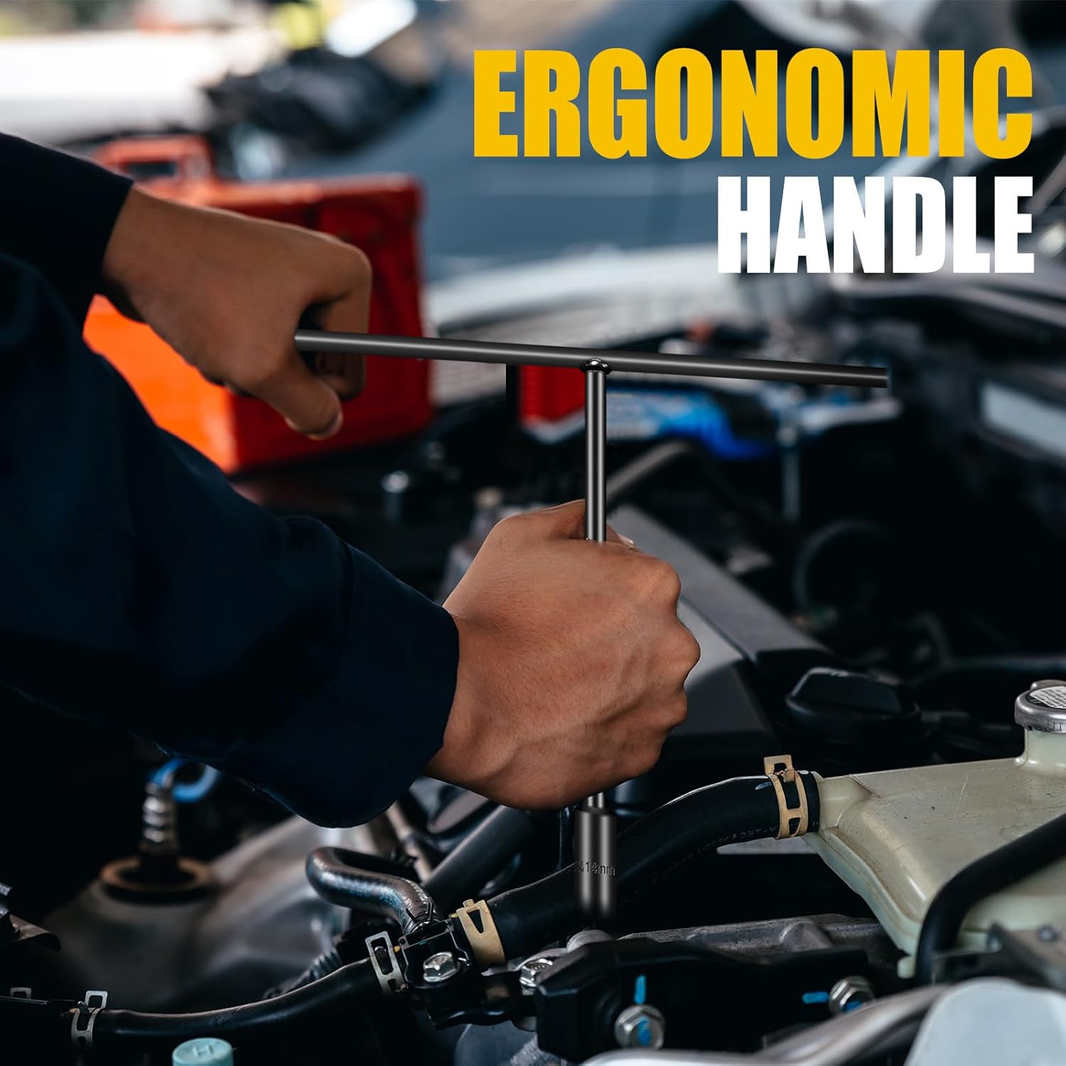 T-Handle Metric Socket Wrench Set 7Pack(6mm, 8mm, 10mm, 11mm, 12mm, 13mm, 14mm) 6-Point Chrome Vanadium Steel with Laser Marking for Motorcycle Bicycle Car Repair