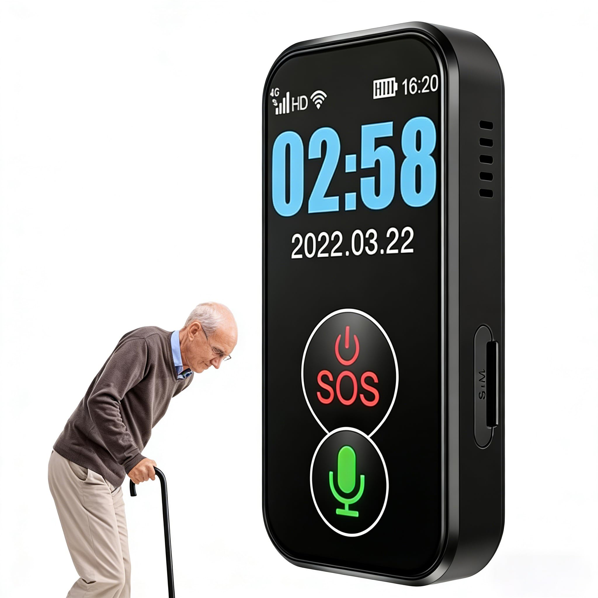 Collier d'alerte pour personnes âgées avec bouton SOS, suivi GPS, appels vocaux intelligents 4G, détection des chutes pour la sécurité des seniors et des enfants, idéal pour le soutien à la démence et