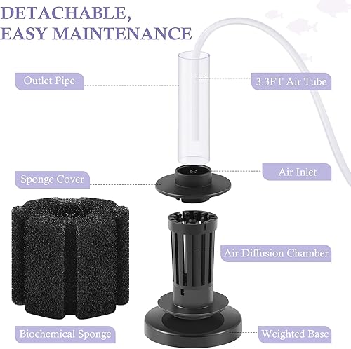 Miniatura 5 de FEDOUR Filtro de esponja para acuario, filtros de esponja bio de aireación ultra silenciosos para cría de camarones fritos Betta Fish Tank, filtro